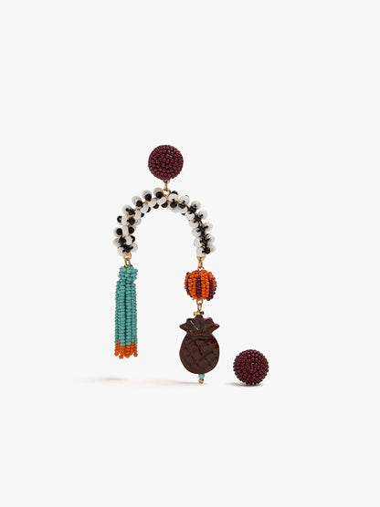 Asymmetric Earrings With Glass Beads