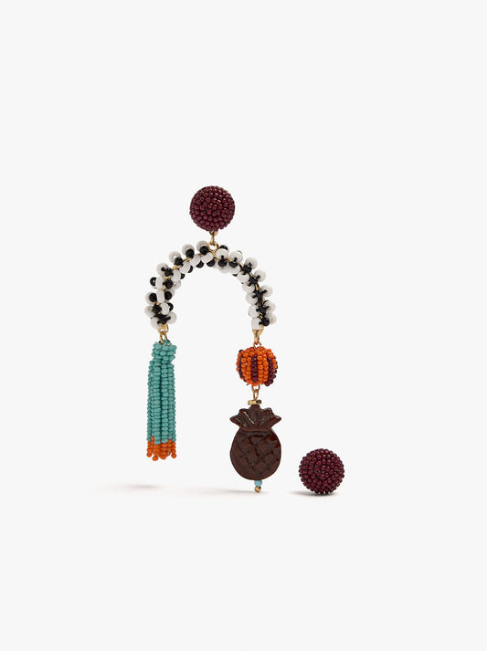 Asymmetric Earrings With Glass Beads