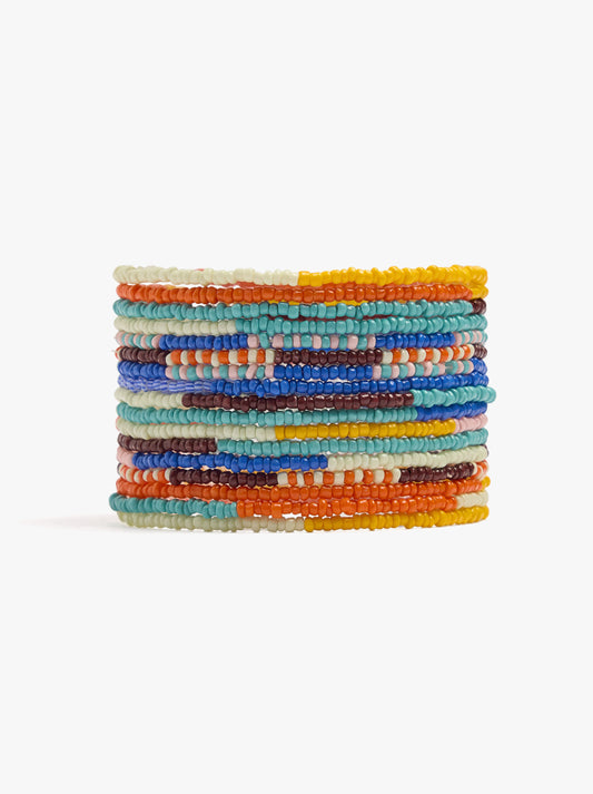 Set Of Multicolor Elastic Bead Bracelets