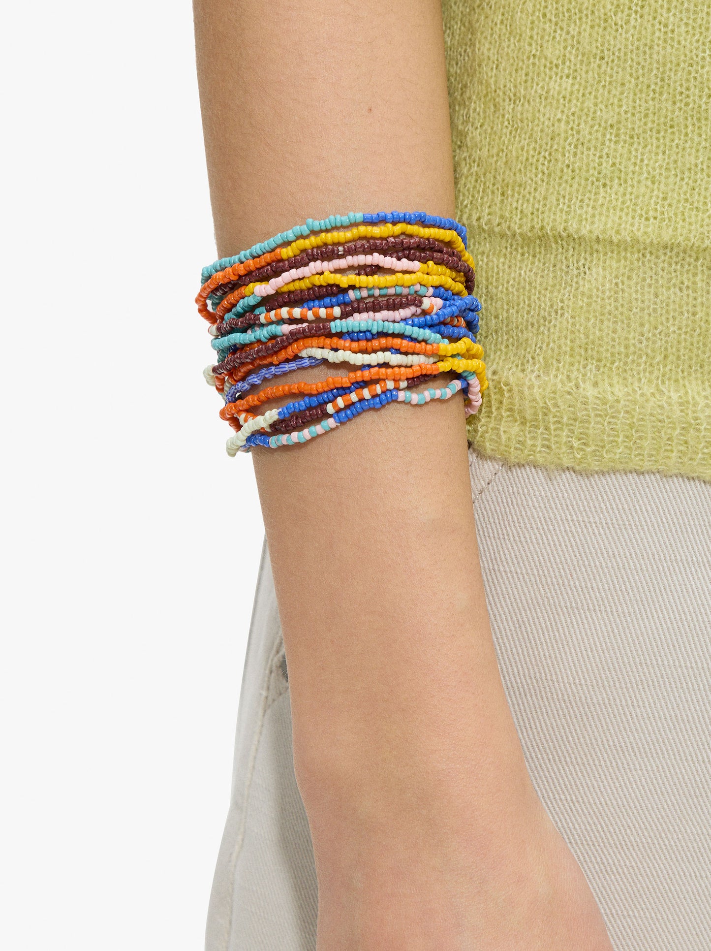 Set Of Multicolor Elastic Bead Bracelets