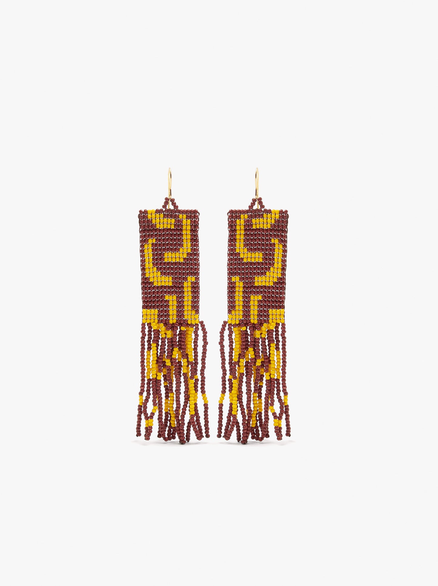 Rectangular Earrings With Glass Beads