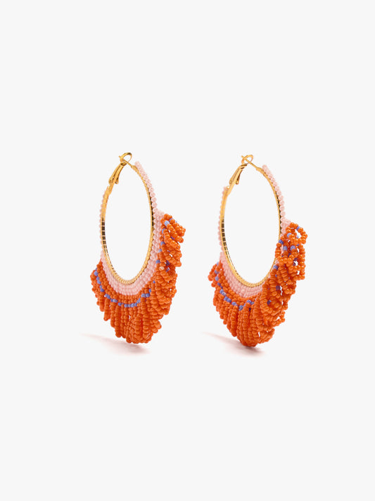 Hoop Earrings With Glass Beads