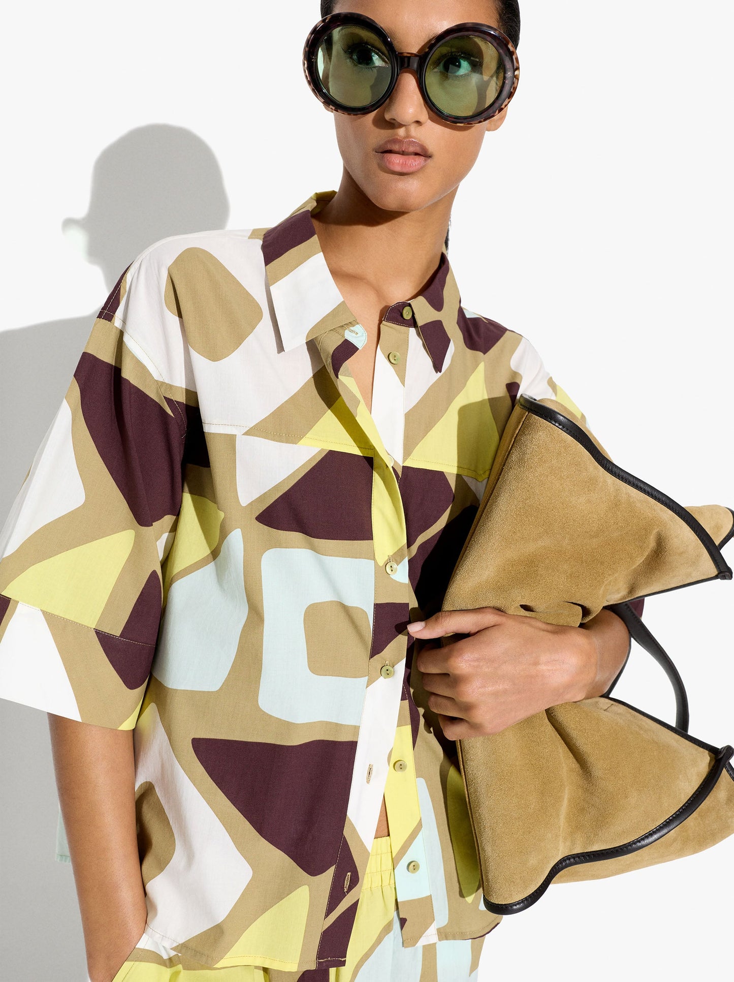 Shirt With Geometric Printed 100% Cotton