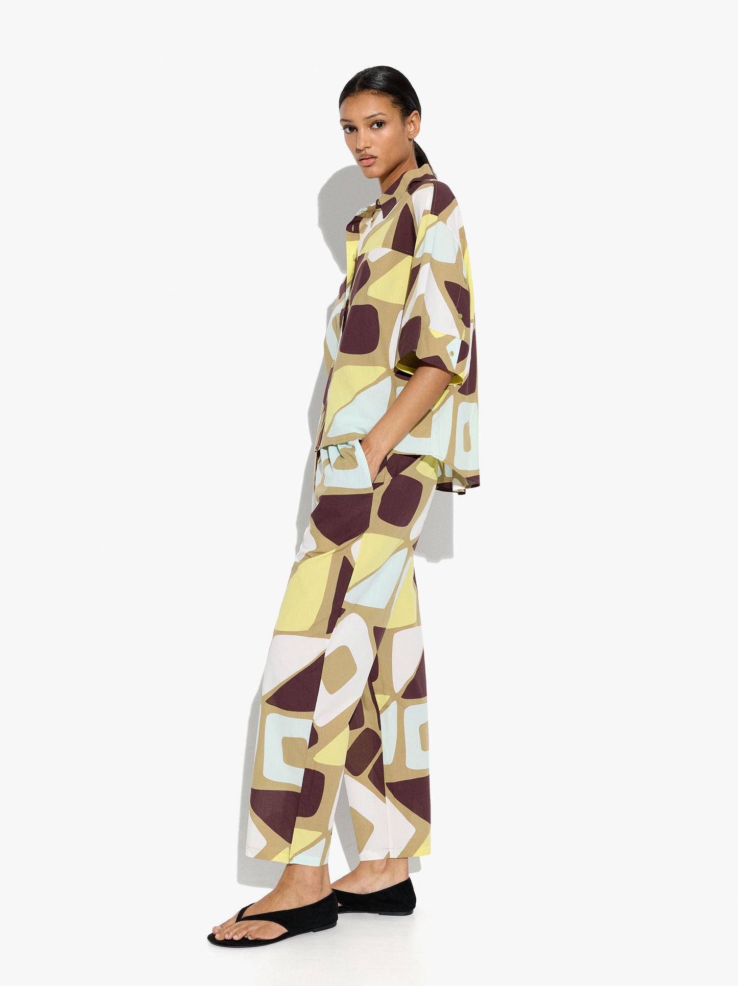Shirt With Geometric Printed 100% Cotton