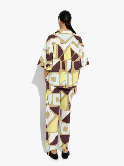 Shirt With Geometric Printed 100% Cotton