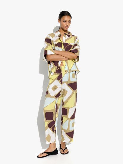 Shirt With Geometric Printed 100% Cotton