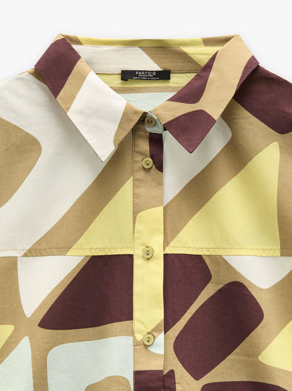 Shirt With Geometric Printed 100% Cotton
