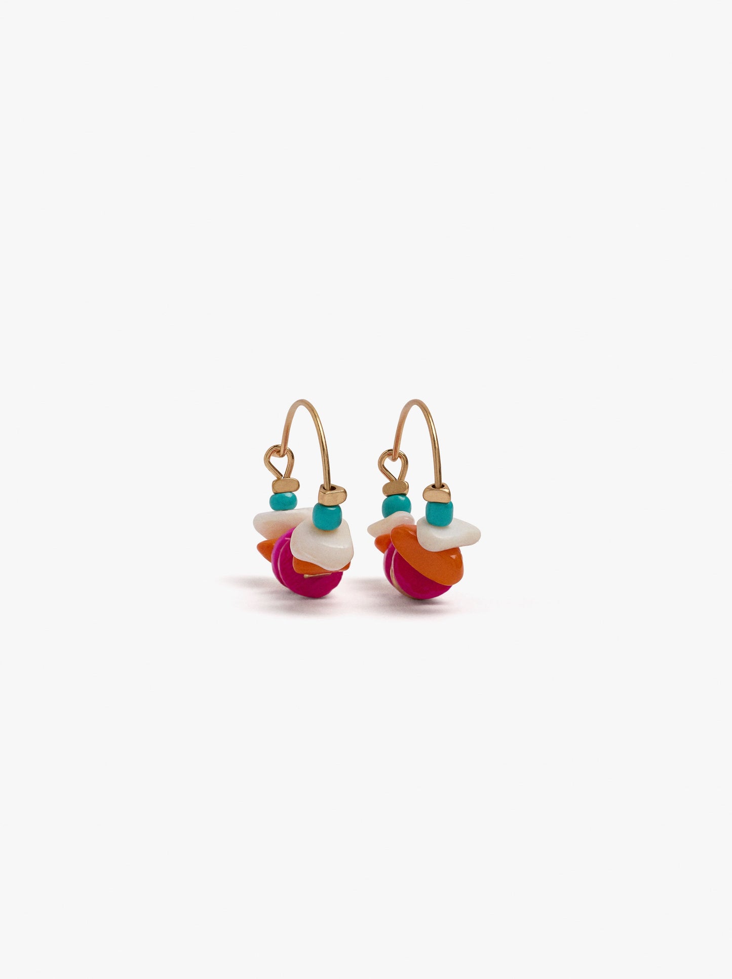 Hoop Earrings With Multicolor Shell Beads