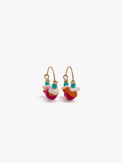 Hoop Earrings With Multicolor Shell Beads