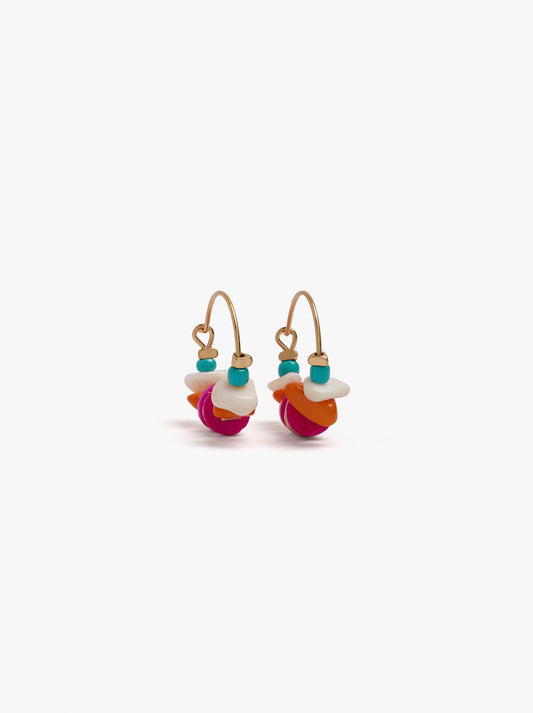Hoop Earrings With Multicolor Shell Beads