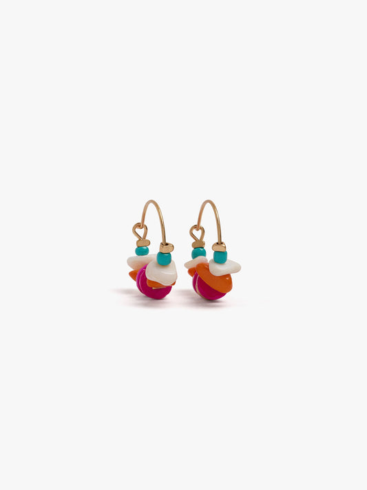 Hoop Earrings With Multicolor Shell Beads