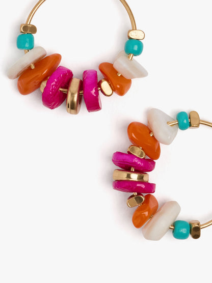Hoop Earrings With Multicolor Shell Beads