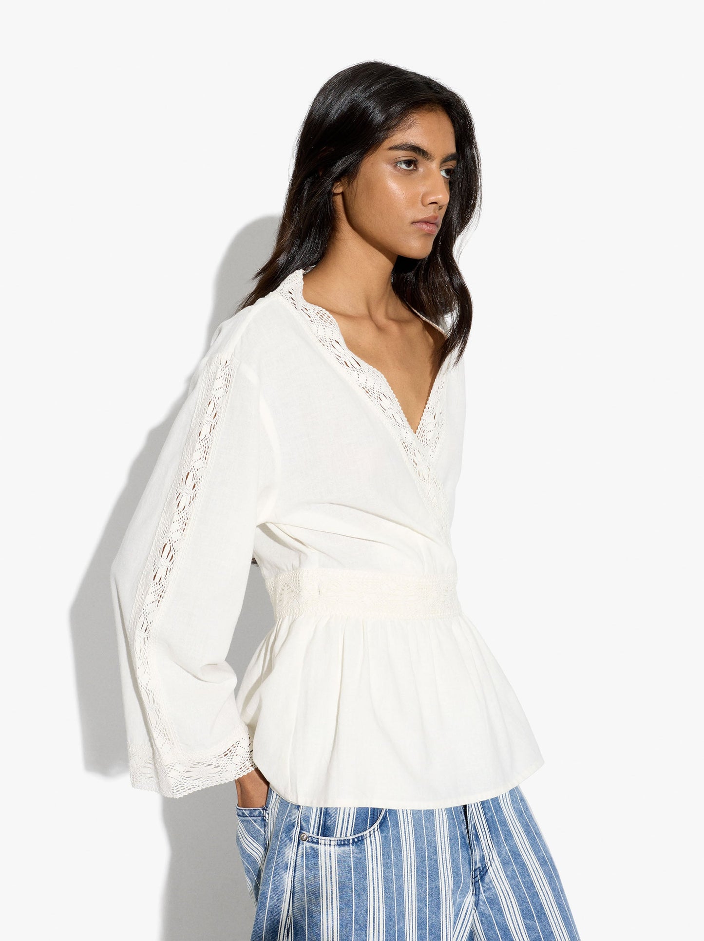 Blouse With Crochet Details 100% Cotton