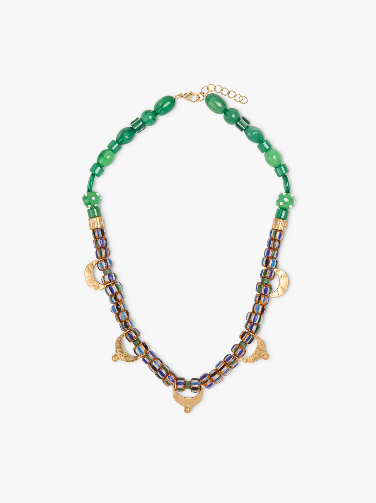 Necklace With Glass Bead Half Moons