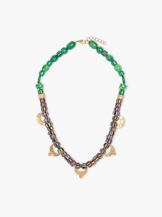 Necklace With Glass Bead Half Moons