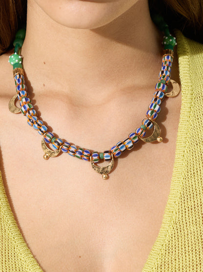 Necklace With Glass Bead Half Moons