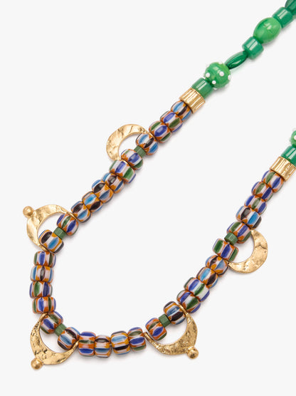 Necklace With Glass Bead Half Moons