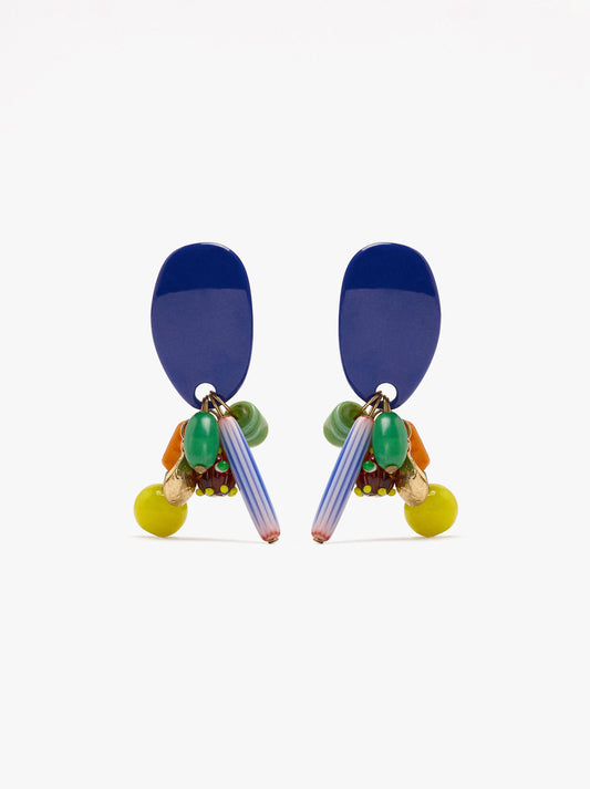 Oval Earrings With Multicolor Beads