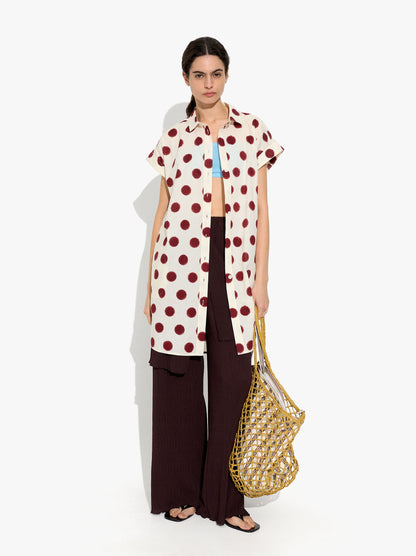 Shirt Dress Printed With Polka Dots 100% Cotton