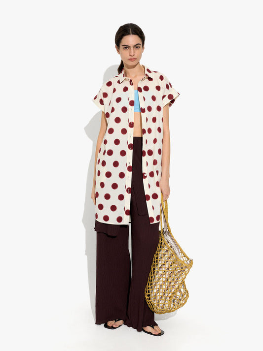 Shirt Dress Printed With Polka Dots 100% Cotton