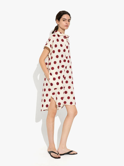 Shirt Dress Printed With Polka Dots 100% Cotton