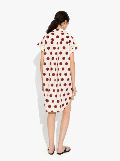 Shirt Dress Printed With Polka Dots 100% Cotton