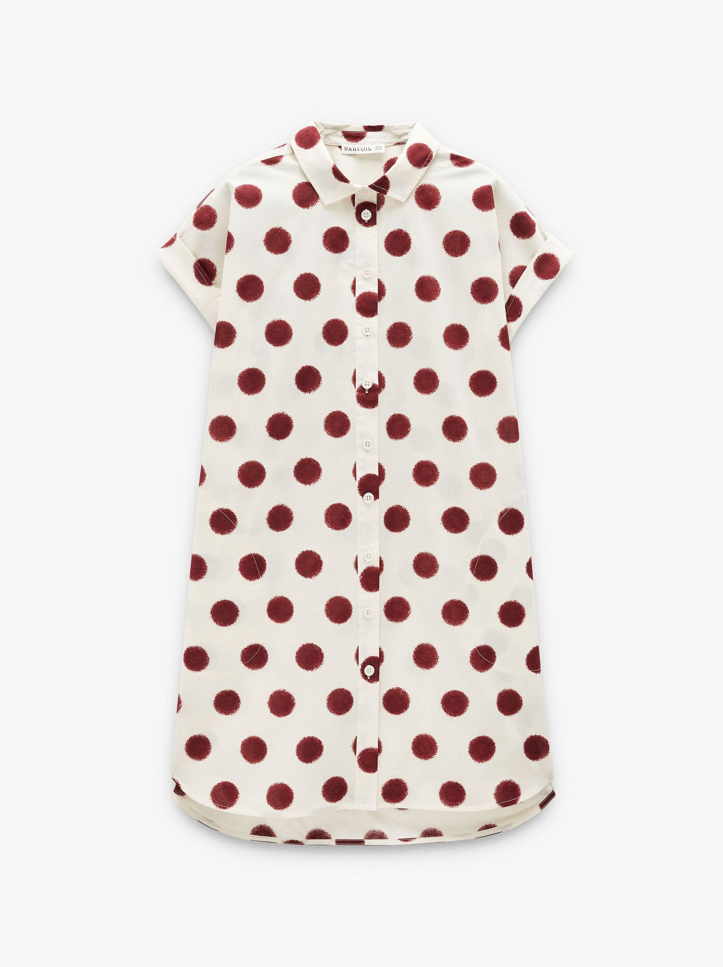Shirt Dress Printed With Polka Dots 100% Cotton