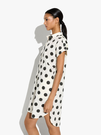 Shirt Dress Printed With Polka Dots 100% Cotton