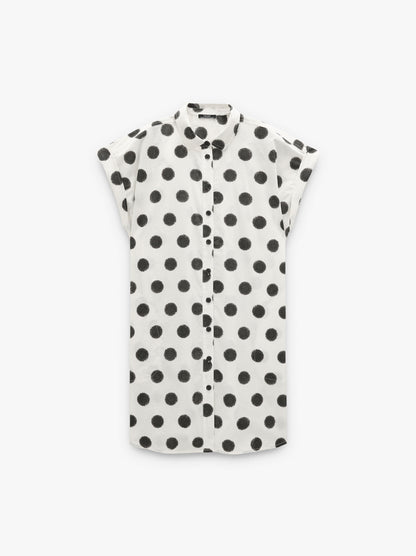 Shirt Dress Printed With Polka Dots 100% Cotton