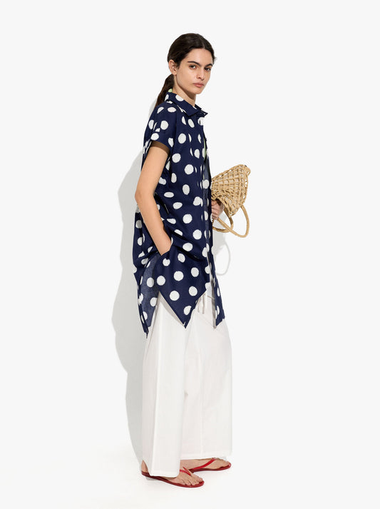 Shirt Dress Printed With Polka Dots 100% Cotton