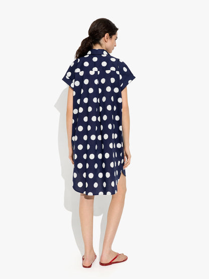 Shirt Dress Printed With Polka Dots 100% Cotton