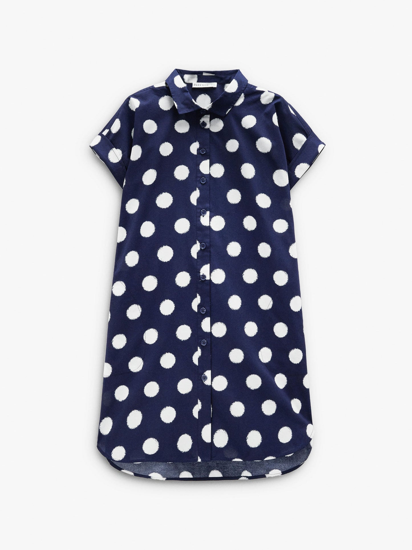 Shirt Dress Printed With Polka Dots 100% Cotton