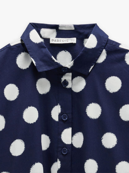 Shirt Dress Printed With Polka Dots 100% Cotton
