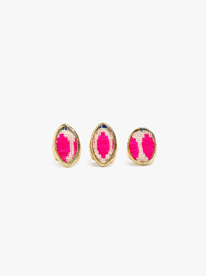 Set Of Oval Rings With Fabric