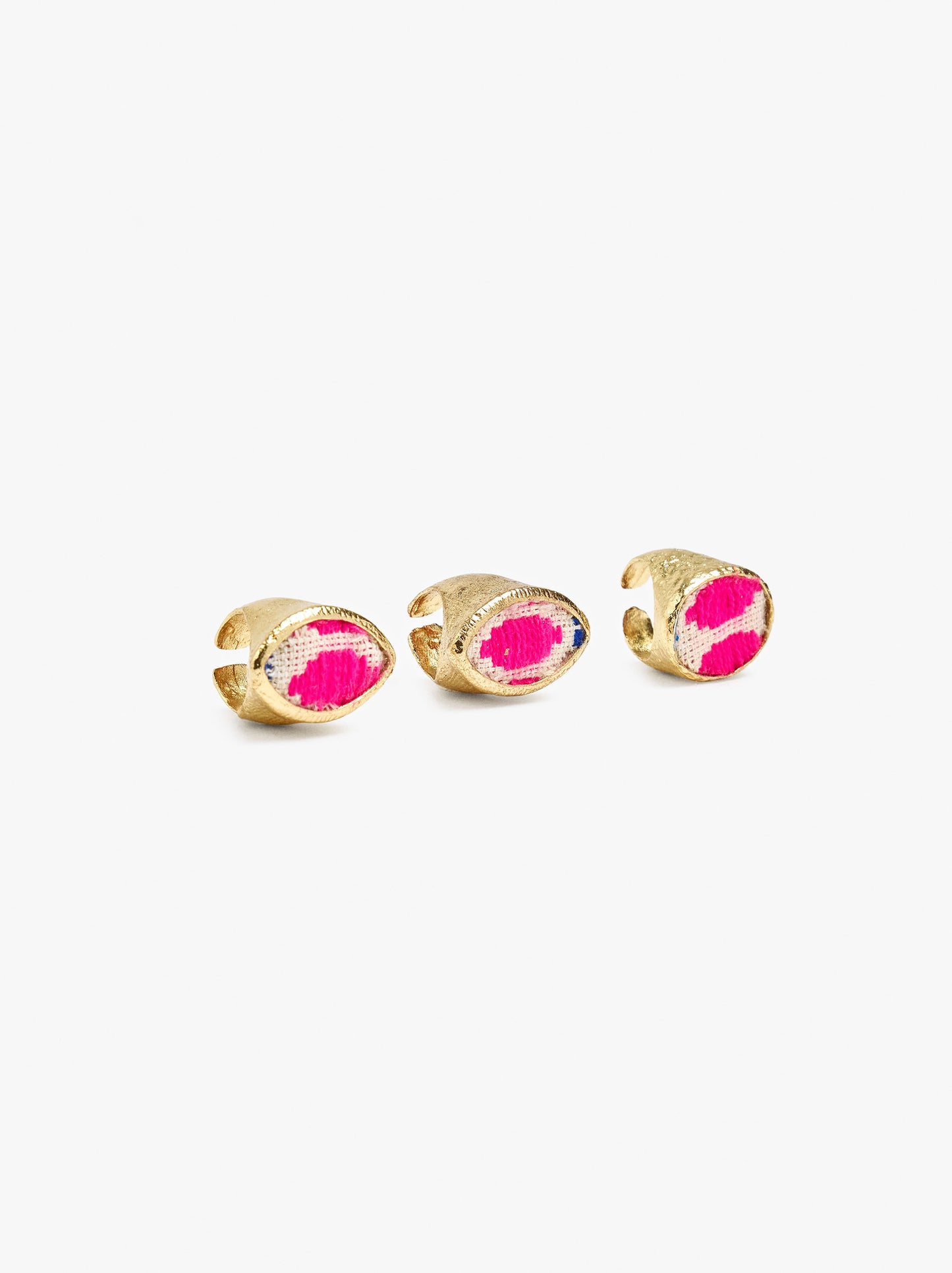 Set Of Oval Rings With Fabric
