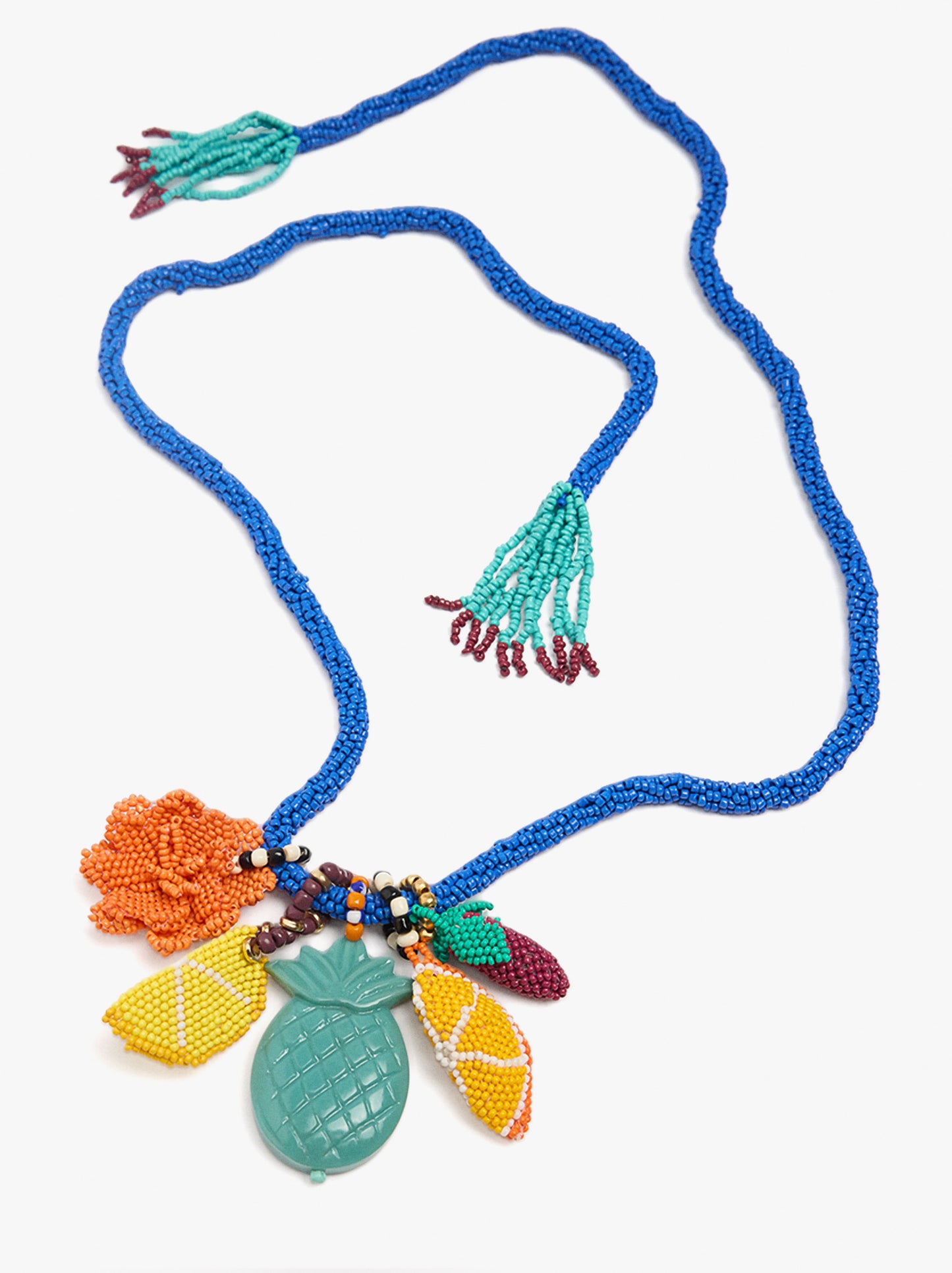 Beads Necklace With Multicolor Fruit Pendants