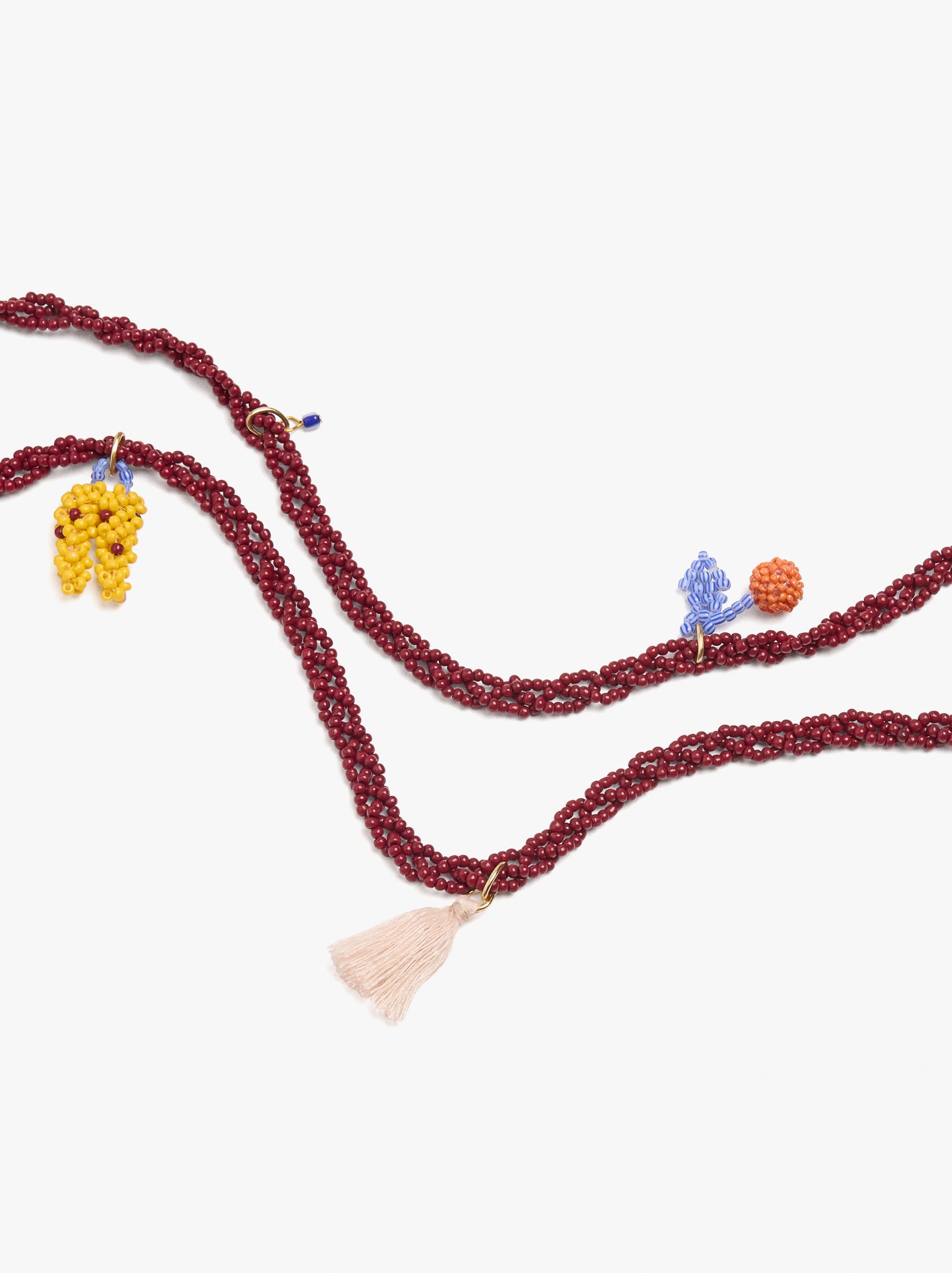Long Necklace Of Glass Beads With Pocket