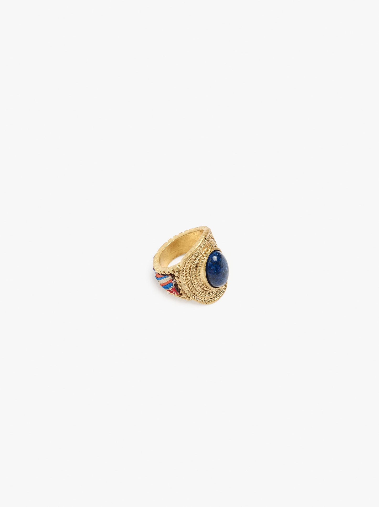 Oval Ring With Stone And Multicolor Detail