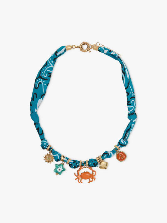 Fabric Necklace With Marine Charms