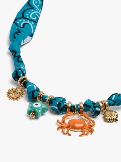 Fabric Necklace With Marine Charms