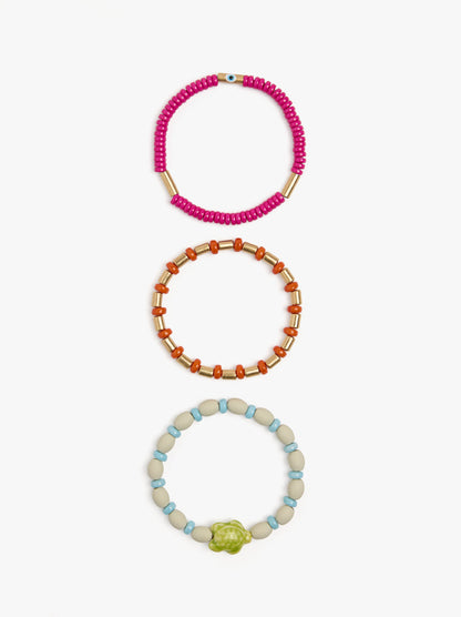 Set Of Elastic Bracelets With Turtle