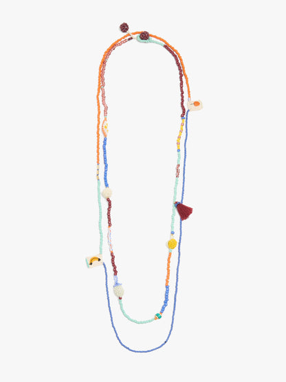 Set Of Necklaces With Multicolor Glass Beads