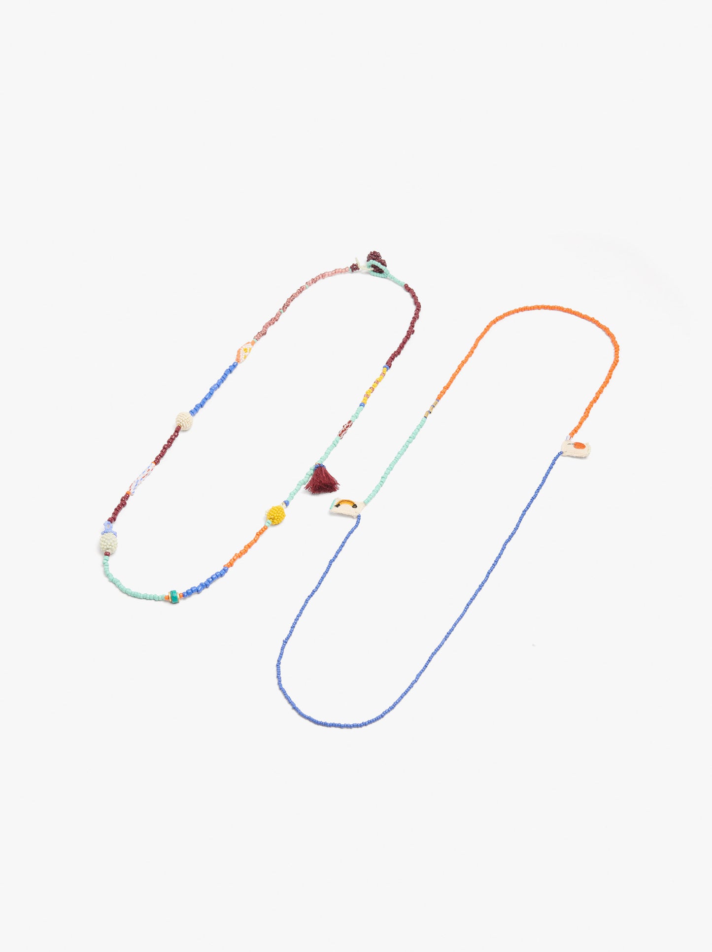 Set Of Necklaces With Multicolor Glass Beads