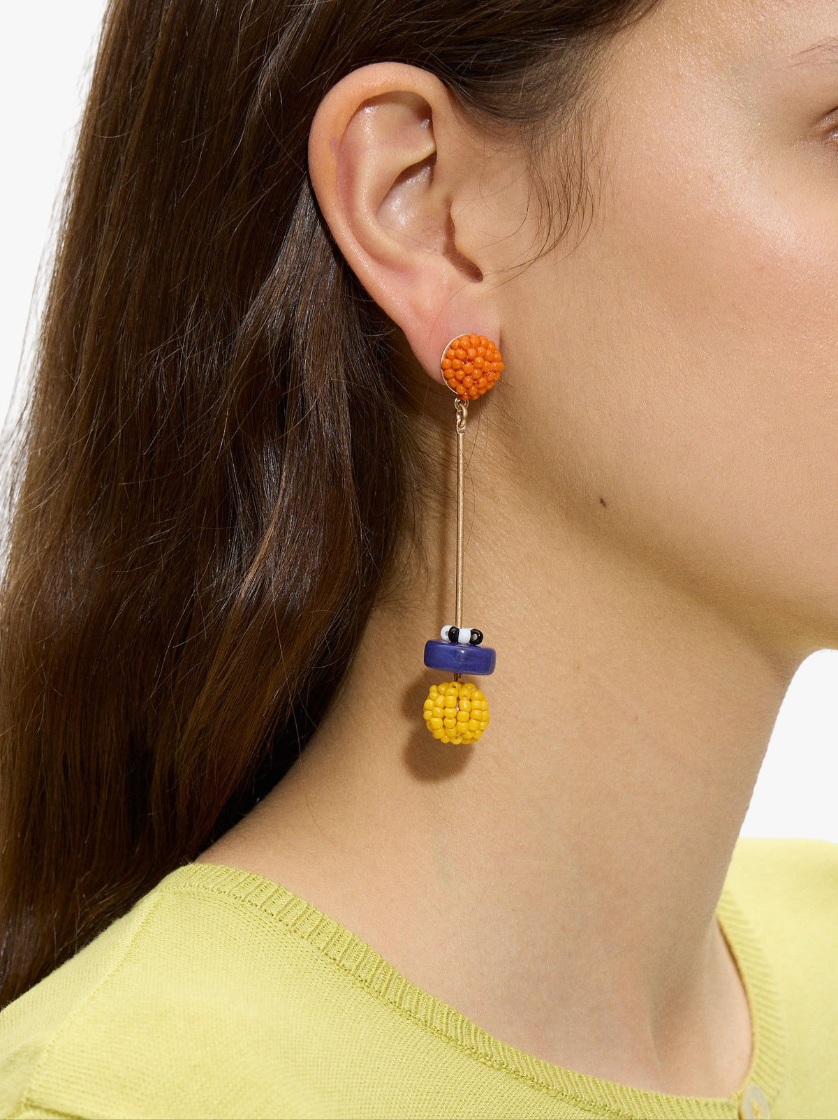 Long Earrings With Bar And Beads