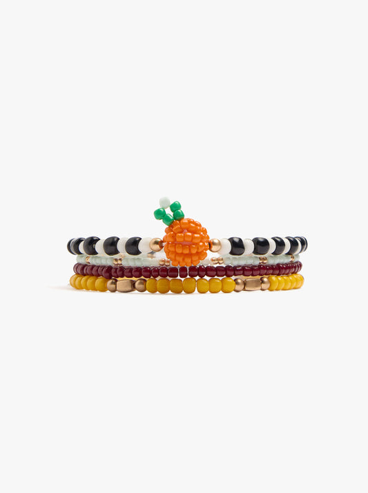 Set Of Elastic Bracelets With Beads