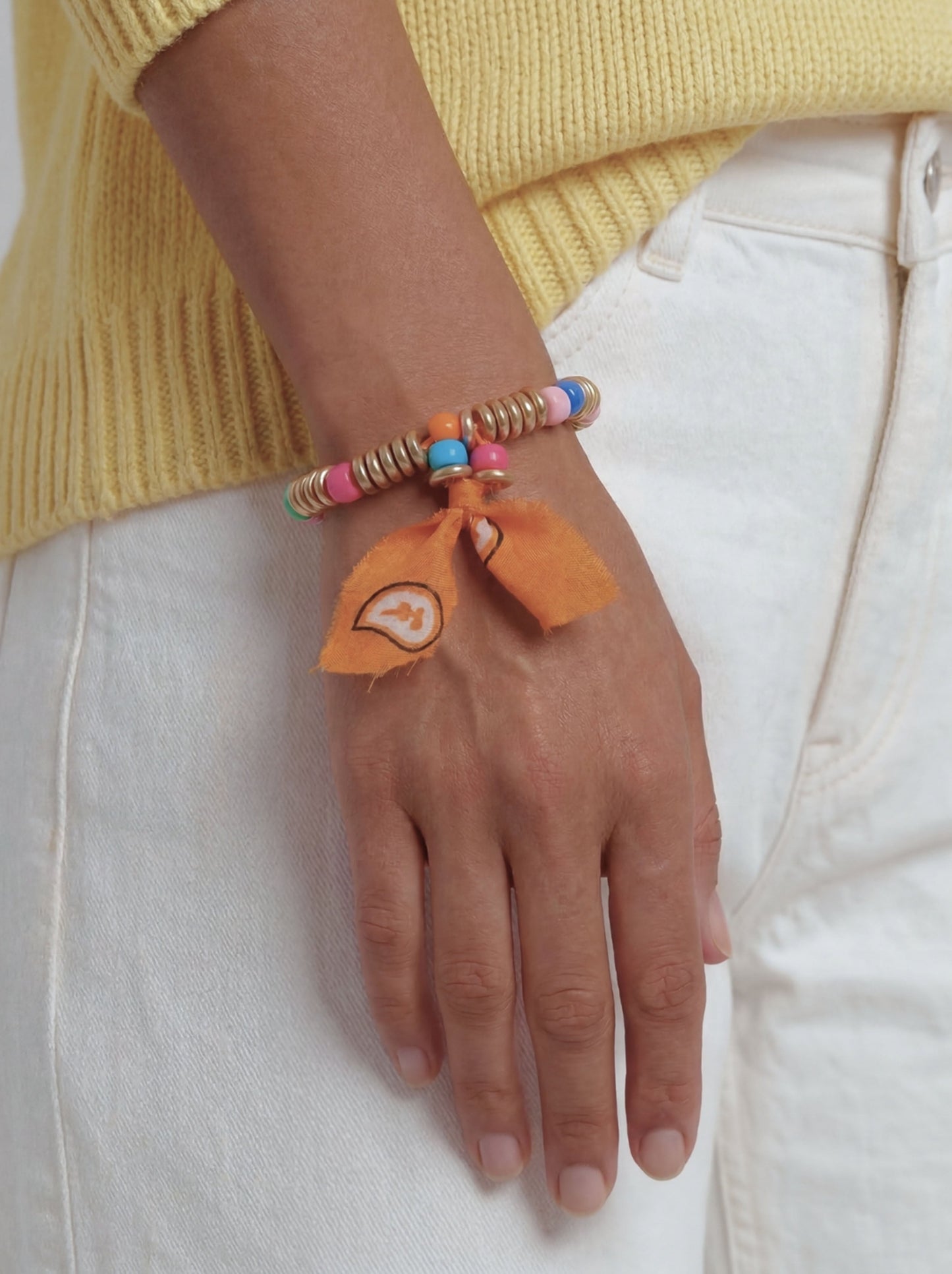 Elastic Bracelet With Multicolor Beads