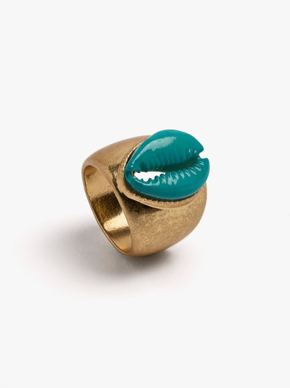 Ring With Enamelled Shell