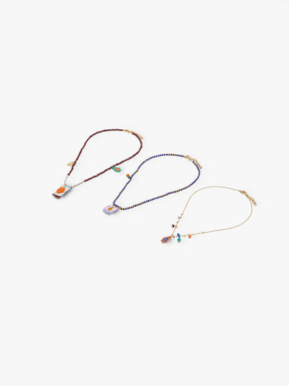 Set Of Necklaces With Multicolor Glass Beads