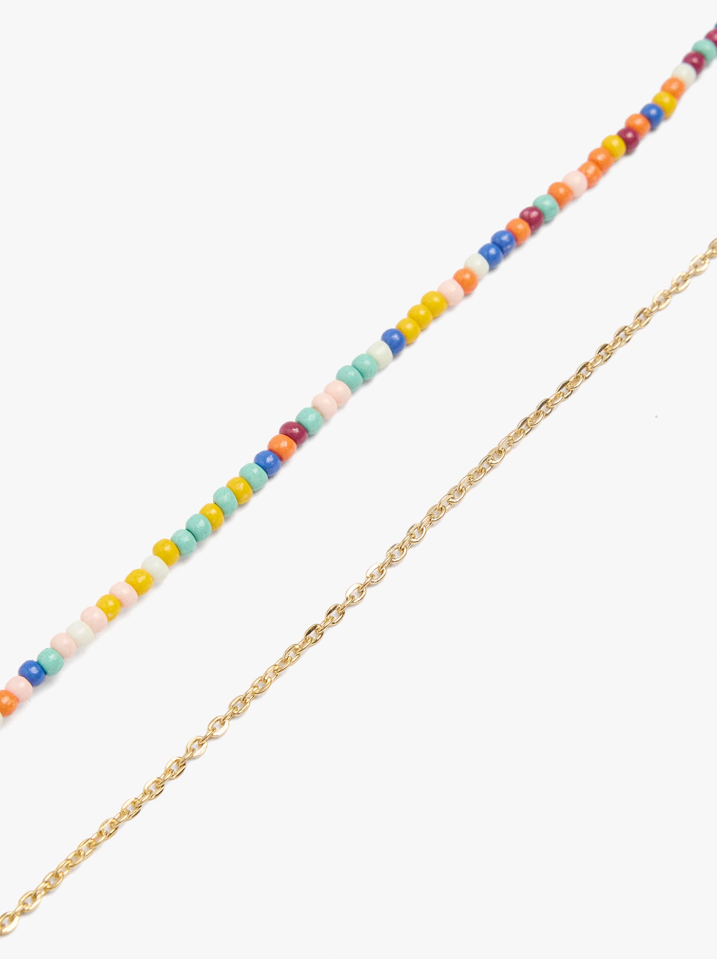 Set Of Multicolored Beaded Anklets
