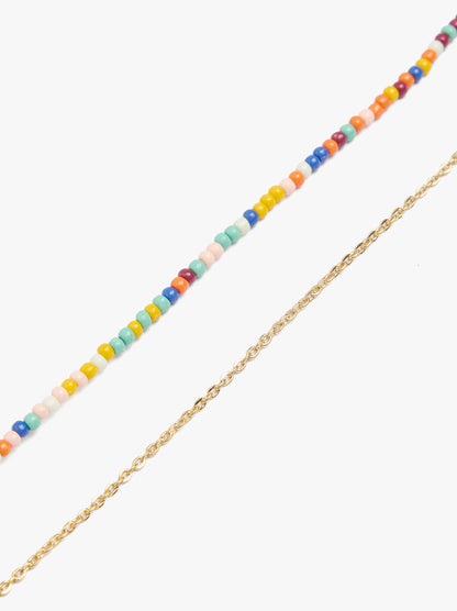 Set Of Multicolored Beaded Anklets